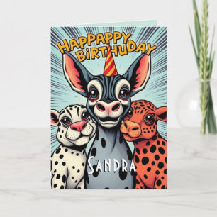 Funny Party Animals Cute Happy Birthday  Card