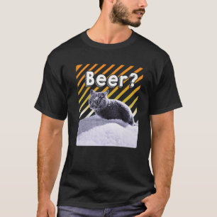 Funny Party Black Beer Cat With Sunglasses - Beer? T-Shirt