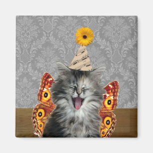 Funny party cat magnet