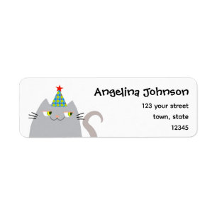 Funny Party Cat Return Address Label