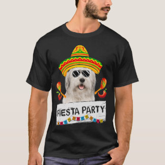 Funny Party Cute Bearded Collie Wearing Sombrero b T-Shirt