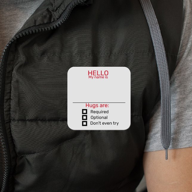 Funny Party Name Tag Badge Sticker Hugs (Creator Uploaded)