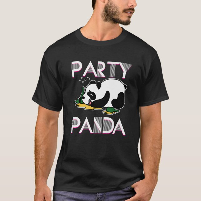 Funny Party Panda Drunk Alcohol Festival Fun T-Shirt (Front)