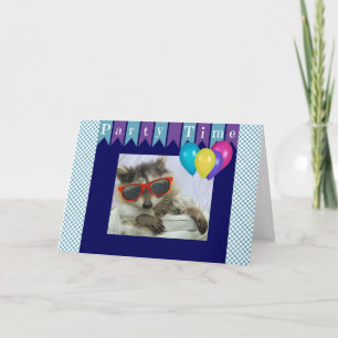 Funny Party Racoon Birthday Card