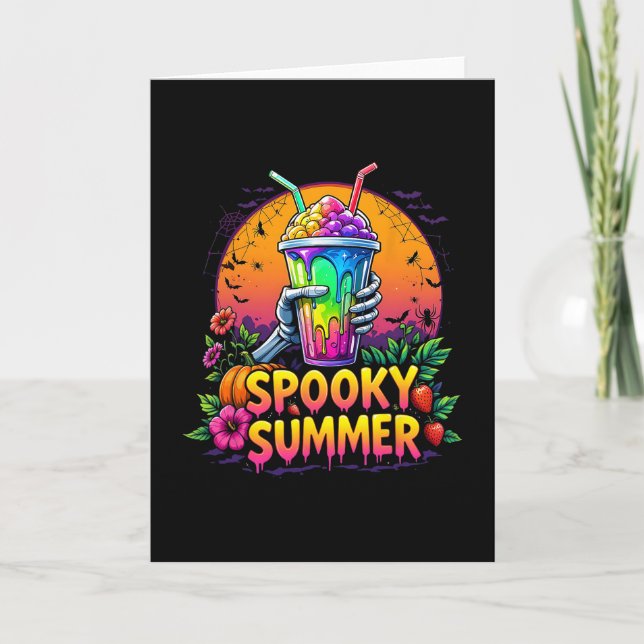 Funny Party Spooky Summer Drinks Summerween Vibes  Card (Front)