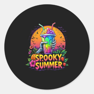 Funny Party Spooky Summer Drinks Summerween Vibes Classic Round Sticker