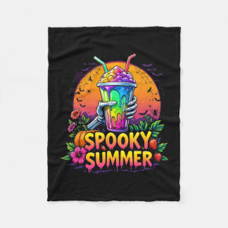Funny Party Spooky Summer Drinks Summerween Vibes  Fleece Blanket