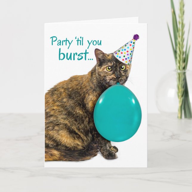 Funny Party Til You Burst Happy 21st Birthday Card (Front)