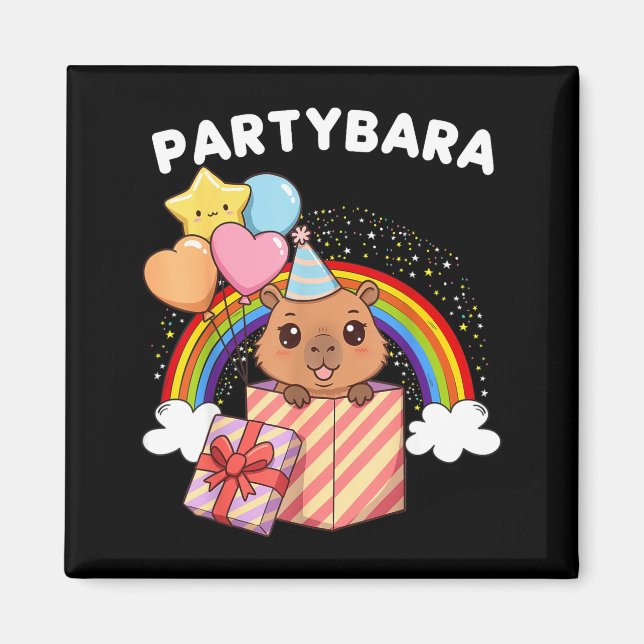 Funny Partybara Capybara Happy Birthday Kids Boys  Magnet (Front)