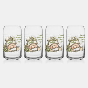 Funny Passed-Out Leprechaun Illustration  Can Glass