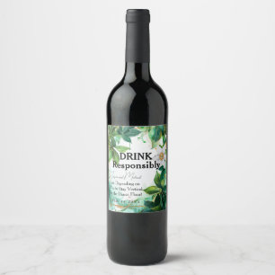 💍Funny Passiflora Serenity Wine Label