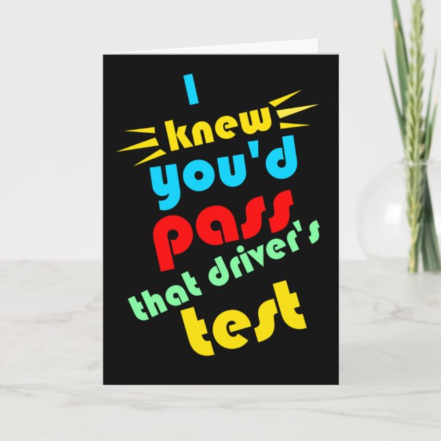 funny passing drivers test congratulations card (Front)
