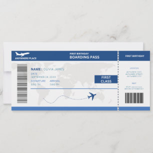 Funny passport, boarding pass ticket 1st birthday invitation