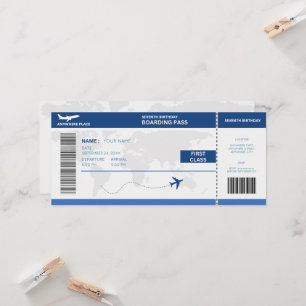 Funny passport, boarding pass ticket 7th birthday invitation