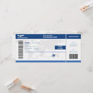 Funny passport, boarding pass ticket 9th birthday invitation