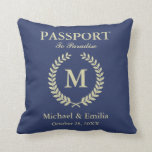 Funny Passport Look Laurel Wreath Monogram Name Cushion<br><div class="desc">Decor your Living Room in style with this "Funny Passport Look Laurel Wreath Monogram Name Custom Pillow". You can add your monogram, name or text on this design. It's easy and fun. If you like other background colour (e.g. blue, teal, red ... .), you can click the "Customise it" button...</div>