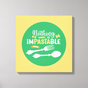 Funny Pasta Food Pun Pastel Colour Typography Art Canvas Print