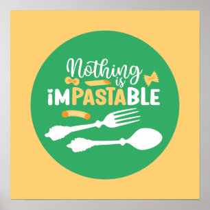 Funny Pasta Food Pun Pastel Colour Typography Art Poster