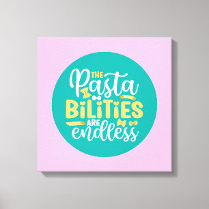 Funny Pasta Pun Pastel Kitchen Typography Art Canvas Print