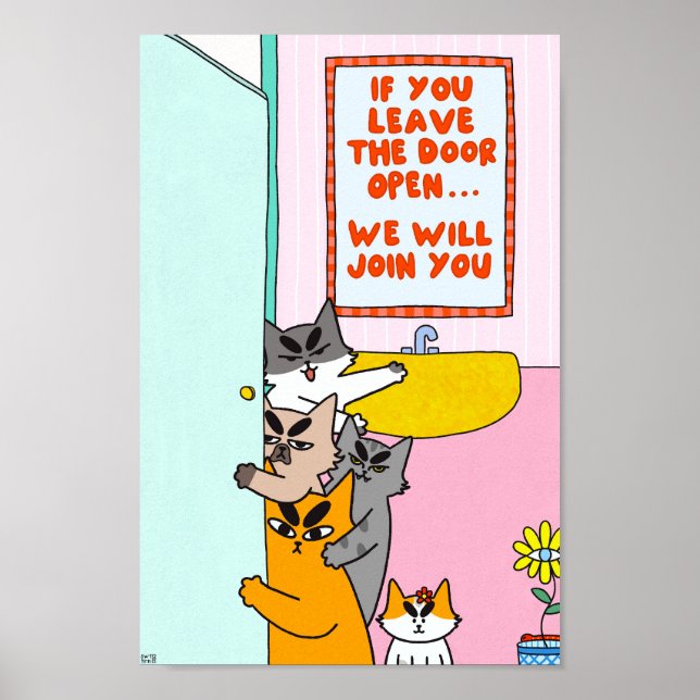 Funny Pastel Humourous Cat Poster (Front)