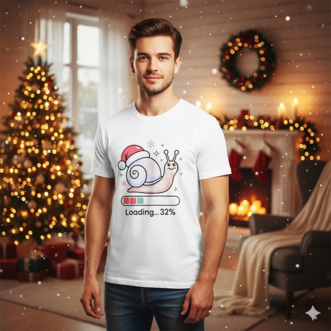 Funny Pastel Lazy Snail Christmas Loading Holiday T-Shirt (Creator Uploaded)