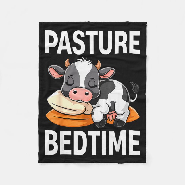 Funny Pasture Bedtime Cute Cow Pajamas Pj Sleep  Fleece Blanket (Front)