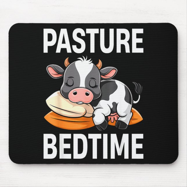 Funny Pasture Bedtime Cute Cow Pajamas Pj Sleep  Mouse Pad (Front)