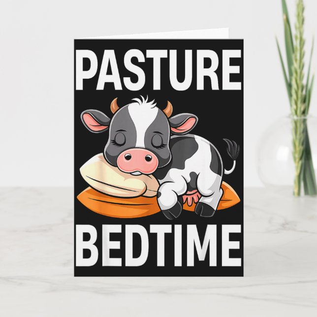 Funny Pasture Bedtime Cute Cow Pyjamas Pj Sleep  Card (Front)