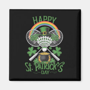 Funny Patricks Day Badminton Costume Four-leaf Clo Magnet