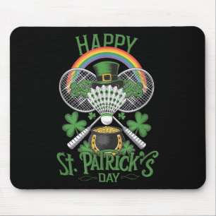 Funny Patricks Day Badminton Costume Four-leaf Clo Mouse Pad