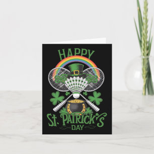 Funny Patrick's Day Dminton Costume Four-leaf Clov Card
