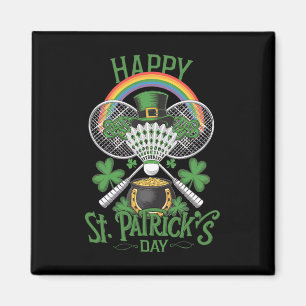 Funny Patrick's Day Dminton Costume Four-leaf Clov Magnet