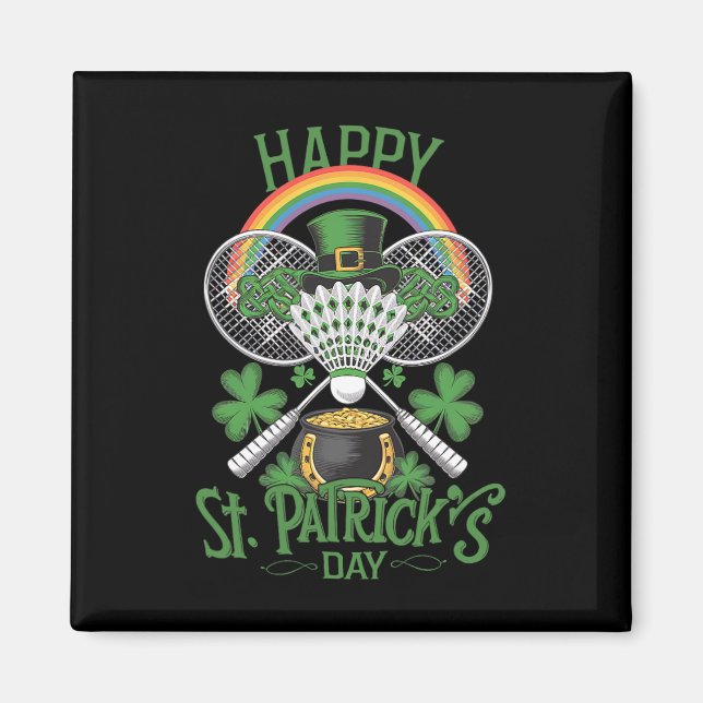 Funny Patrick's Day Dminton Costume Four-leaf Clov Magnet (Front)