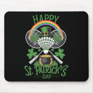 Funny Patrick's Day Dminton Costume Four-leaf Clov Mouse Pad