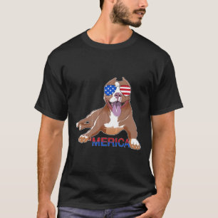 Funny Patriot Pitbull Merica T-Shirt