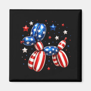 Funny Patriotic Balloon Dog Aamerican Flag Fourth Magnet