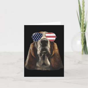 Funny Patriotic Bet Hound Dog Aamerican Flag 4th Card