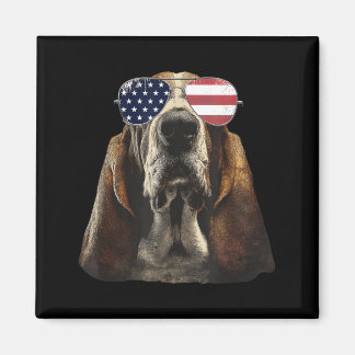 Funny Patriotic Bet Hound Dog Aamerican Flag 4th Magnet