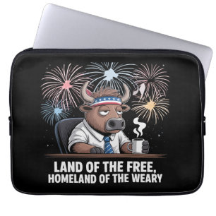 Funny Patriotic Buffalo Tired Office Worker  Laptop Sleeve