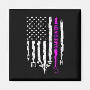 Funny Patriotic Caregiver Nurse Usa Flag 4th Of Ju Magnet
