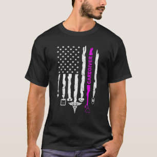 Funny Patriotic Caregiver Nurse USA Flag 4th of Ju T-Shirt