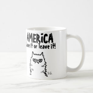 Funny Patriotic Cat, America Love it or... Coffee Mug