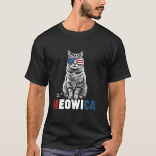 Funny Patriotic Cat Meowica AF 4th of July USA Ame T-Shirt