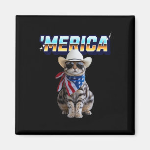 Funny Patriotic Cat Usa America 4th Of July Outfit Magnet