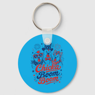 Funny Patriotic Chicken 4th Of July Usa Chicka Key Ring