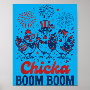 Funny Patriotic Chicken 4th Of July Usa Chicka Poster