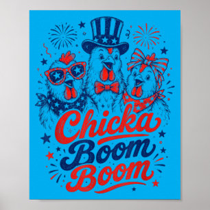 Funny Patriotic Chicken 4th Of July Usa Chicka Poster
