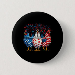 Funny Patriotic Chicken Trio Meme Stars Stripes Fi 6 Cm Round Badge