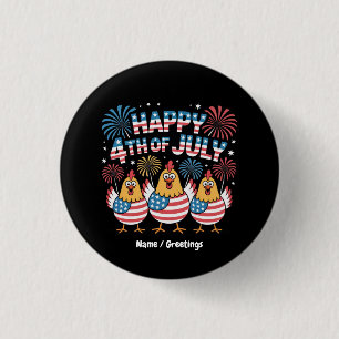 Funny Patriotic Chickens 4th of July USA Flag 3 Cm Round Badge