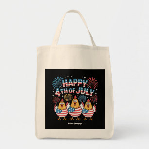 Funny Patriotic Chickens 4th of July USA Flag Tote Bag